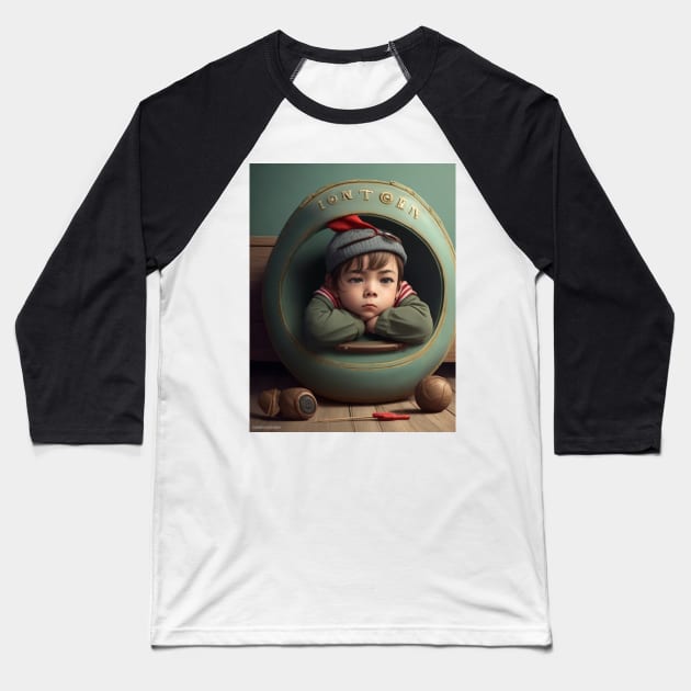 bored little boy sitting . Baseball T-Shirt by MeriemBz